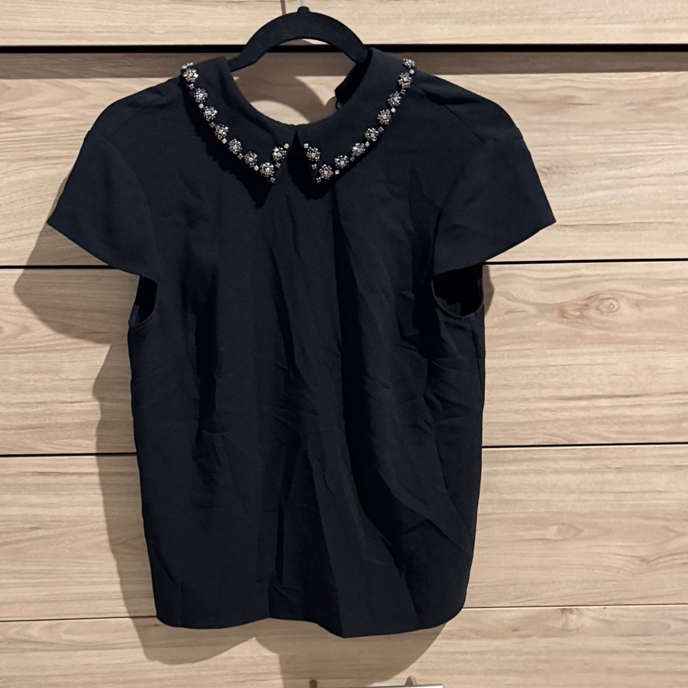 Ted Baker Black Blouse with Embellished Collar
